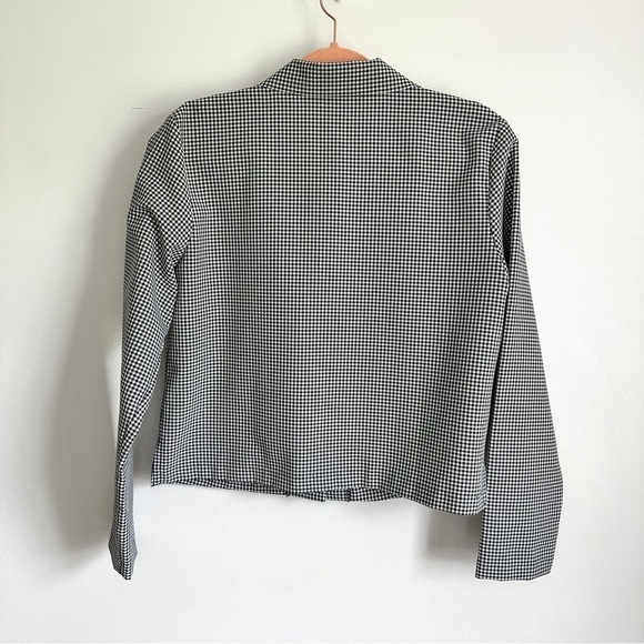 Adolfo Studio Vintage Black White Gingham Check boxy Button Up Shirt sz 10P - Picture 8 of 10
